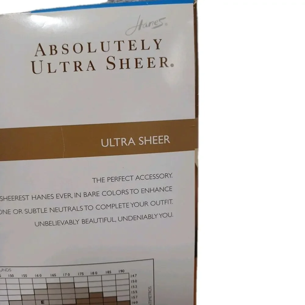 Vintage New Hanes Control Top Sandalfoot Ultra Sheer Pantyhose JET Sz D No Lines